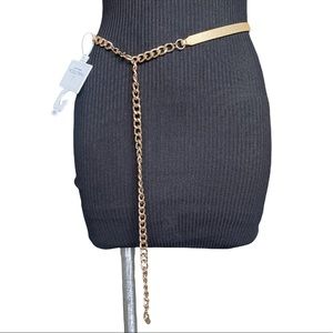 Nautica Faux Leather/Gold Chain Belt